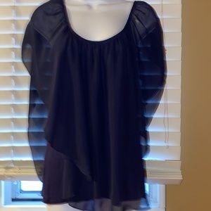 NWOT Sleeveless Chiffon Overlay scoop neck blouse.